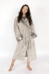 Chic Home Belgian Plush Faux Fur Fleece Sherpa Trim Robe 