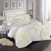 Chic Home Belinda 7 Piece Floral Comforter Set Beige