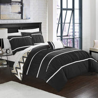 Chic Home Bella 4 Piece Reversible Comforter Set Black