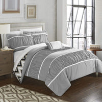 Chic Home Bella 4 Piece Reversible Comforter Set Grey