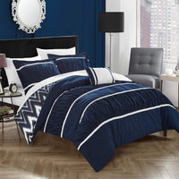 Chic Home Bella 4 Piece Reversible Comforter Set Navy