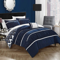 Chic Home Bella 8 Piece Reversible Comforter Set Navy