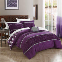 Chic Home Bella 8 Piece Reversible Comforter Set Purple