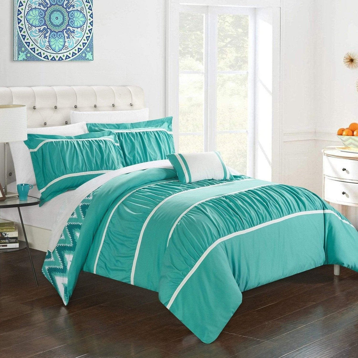 Chic Home Bella 8 Piece Reversible Comforter Set Turquoise