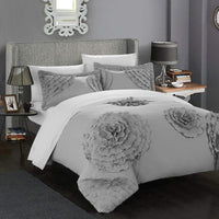 Chic Home Birdy 3 Piece Floral Duvet Cover Set Silver