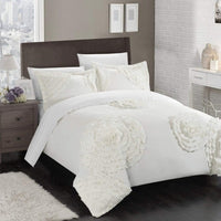 Chic Home Birdy 3 Piece Floral Duvet Cover Set White