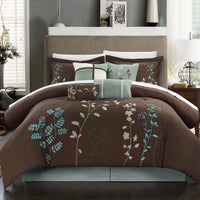 Chic Home Bliss Garden 12 Piece Floral Comforter Set Brown