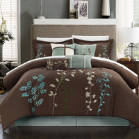 Chic Home Bliss Garden 8 Piece Floral Comforter Set Brown