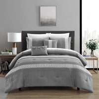 Chic Home Brice 5 Piece Pleated Comforter Set Grey