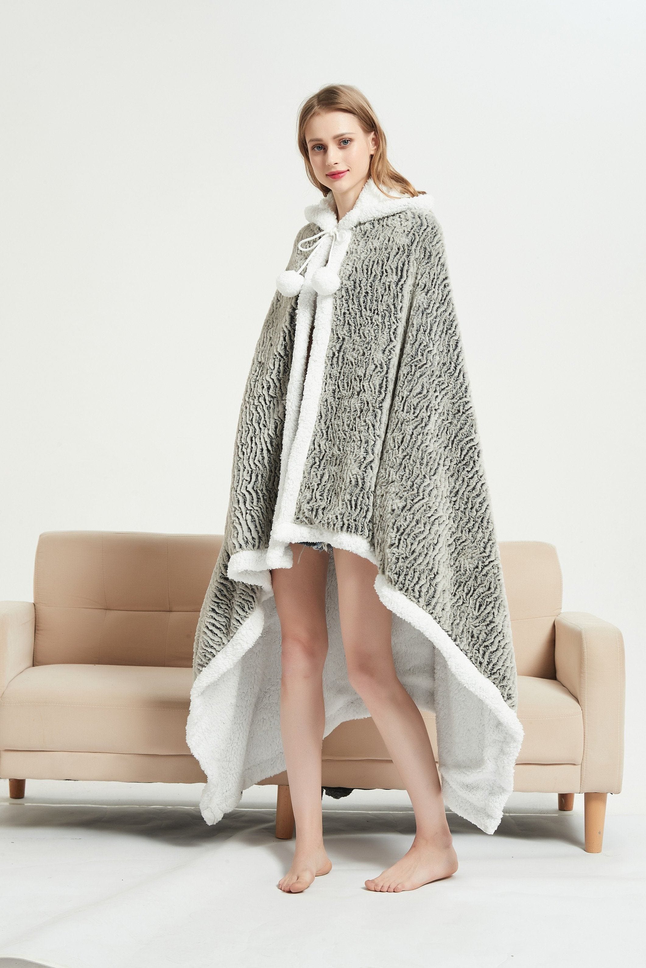 Brighton Snuggle Hoodie Contemporary Animal Pattern Robe Micromink Sherpa Wearable Blanket