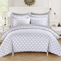 Chic Home Brooklyn 3 Piece Reversible Duvet Cover Set Grey