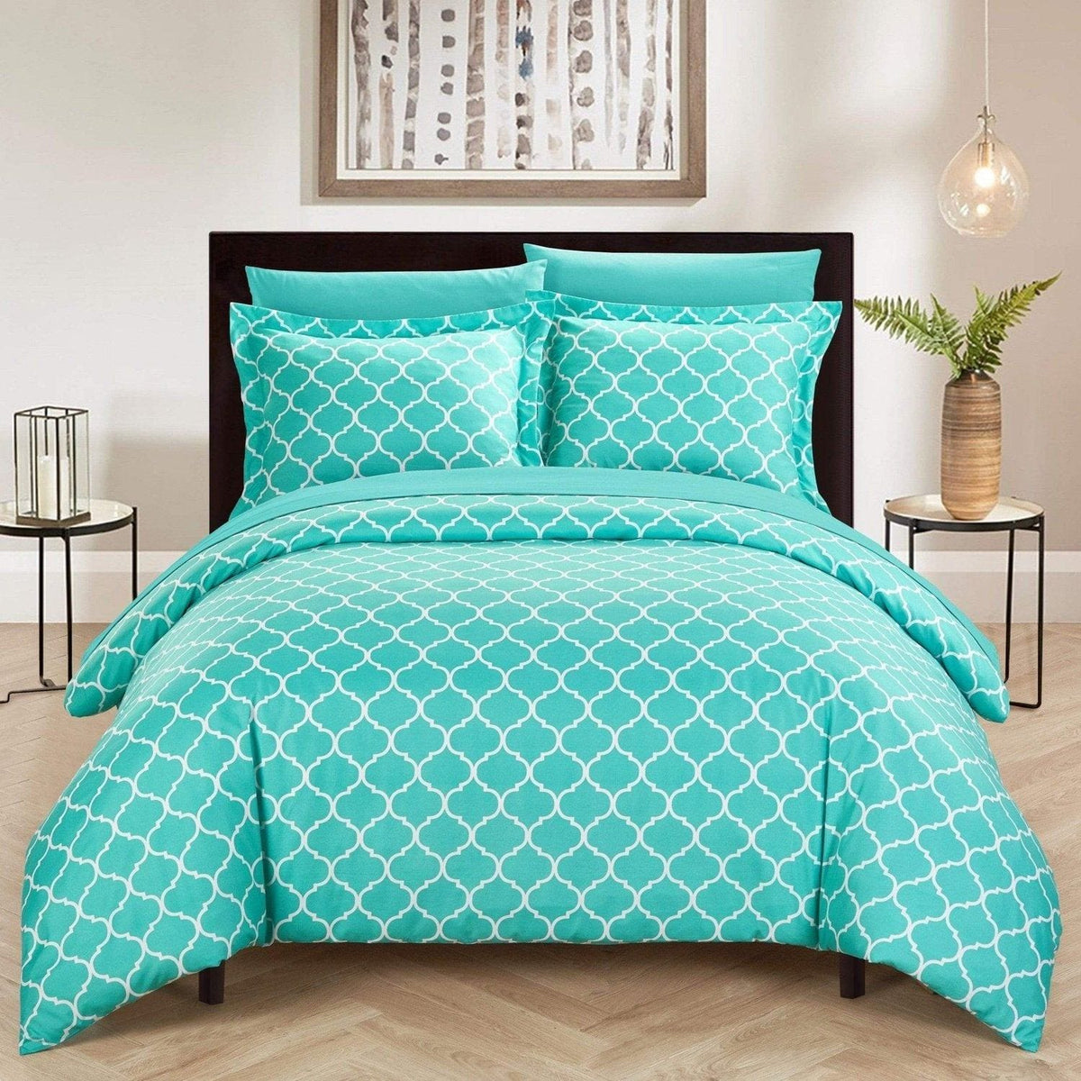 Chic Home Brooklyn 3 Piece Reversible Duvet Cover Set Turquoise