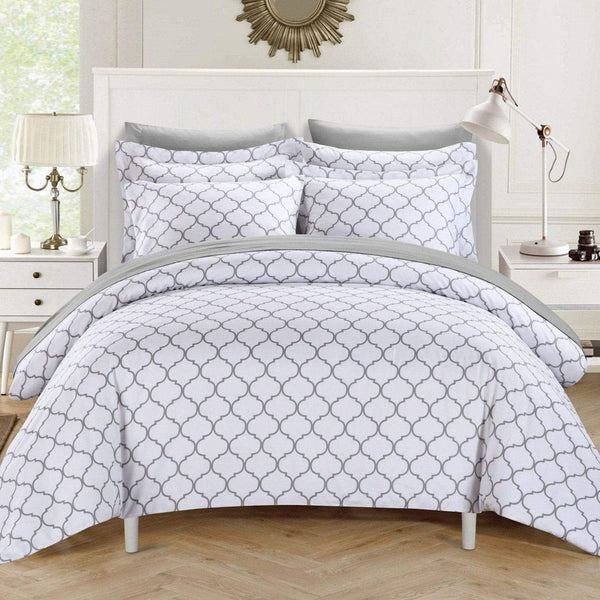 Chic Home Brooklyn 9 Piece Reversible Duvet Cover Set Grey