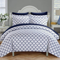 Chic Home Brooklyn 9 Piece Reversible Duvet Cover Set Navy