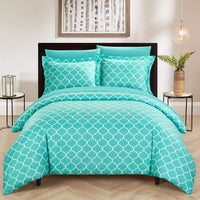 Chic Home Brooklyn 9 Piece Reversible Duvet Cover Set Turquoise