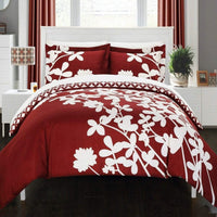 Chic Home Calla Lily 3 Piece Floral Duvet Cover Set Red