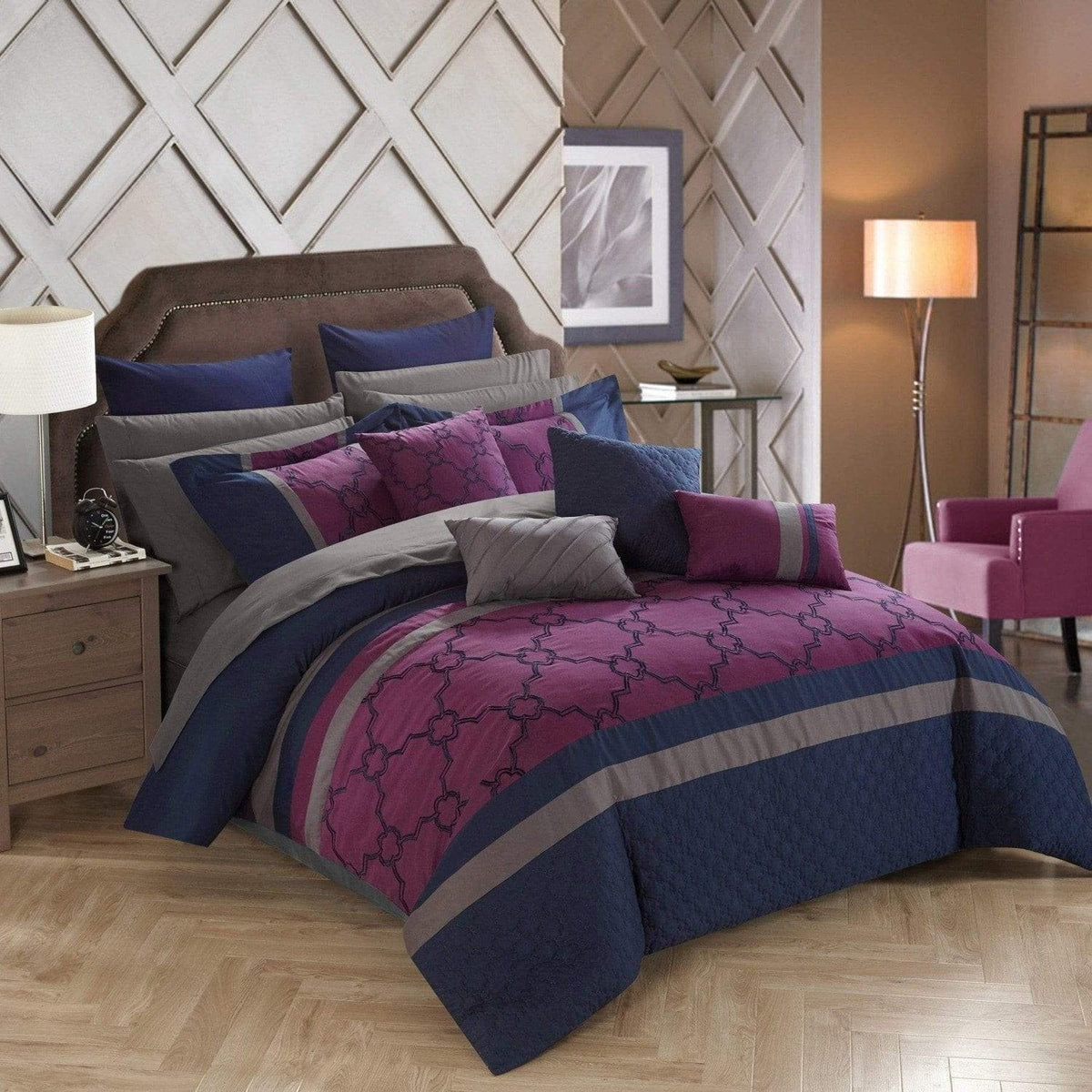 Chic Home Camilia 16 Piece Quilted Comforter Set 