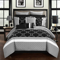 Chic Home Camilia 16 Piece Quilted Comforter Set Grey
