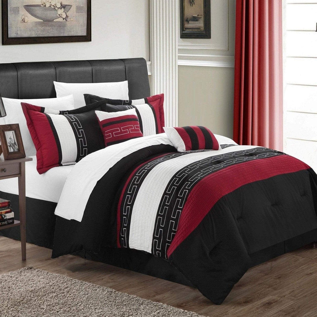 Chic Home Carlton 10 Piece Embroidered Comforter Set Black