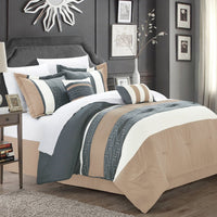 Chic Home Carlton 10 Piece Embroidered Comforter Set Taupe