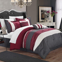 Chic Home Carlton 6 Piece Embroidered Comforter Set Grey
