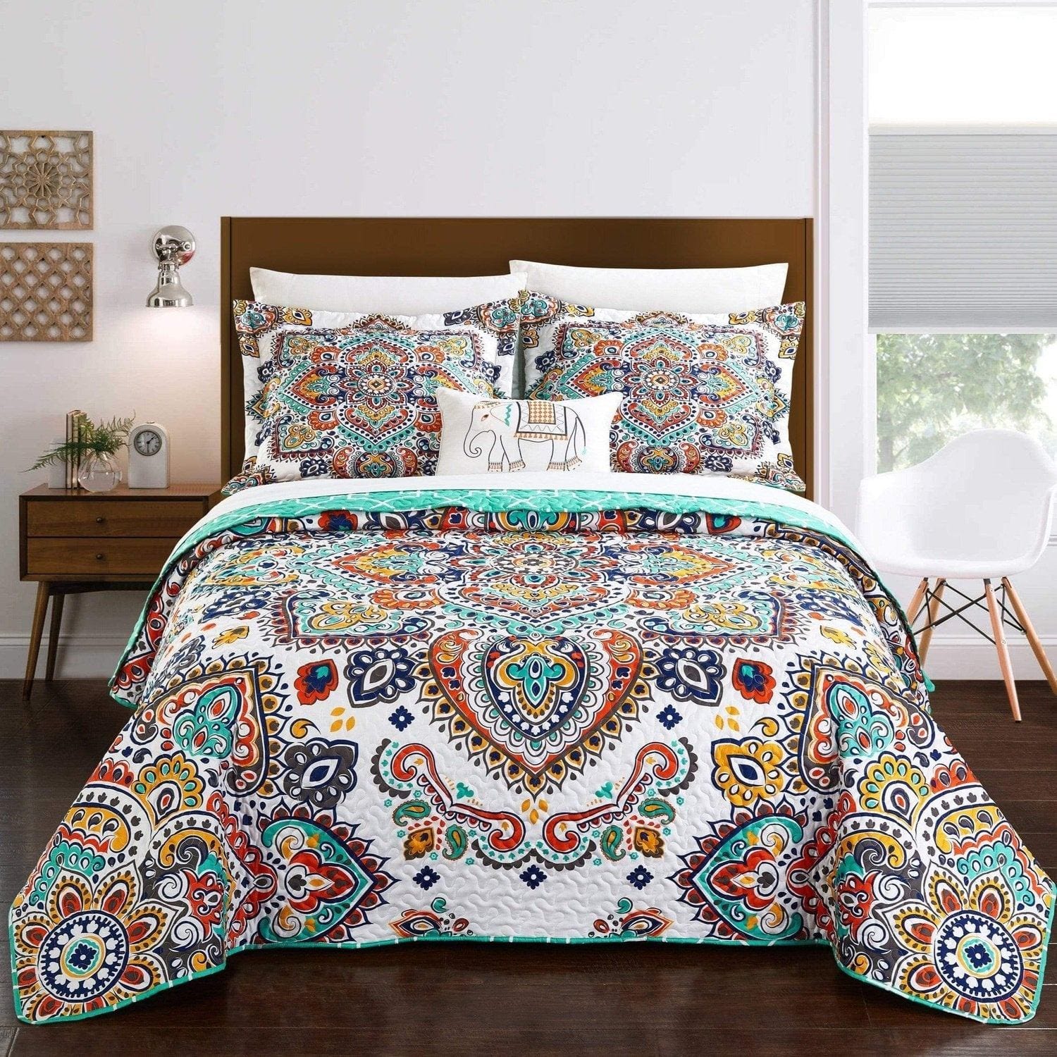 Chic Home Utopia 8 Piece Reversible Duvet Cover Set Patchwork Bohemian  Paisley Print Design Bed in