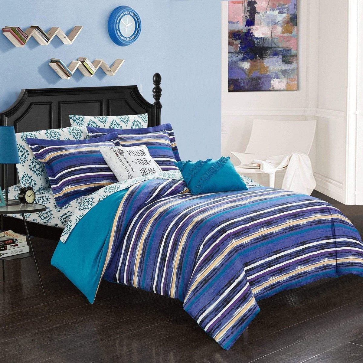Chic Home Chandler 9 Piece Ikat Comforter Set 