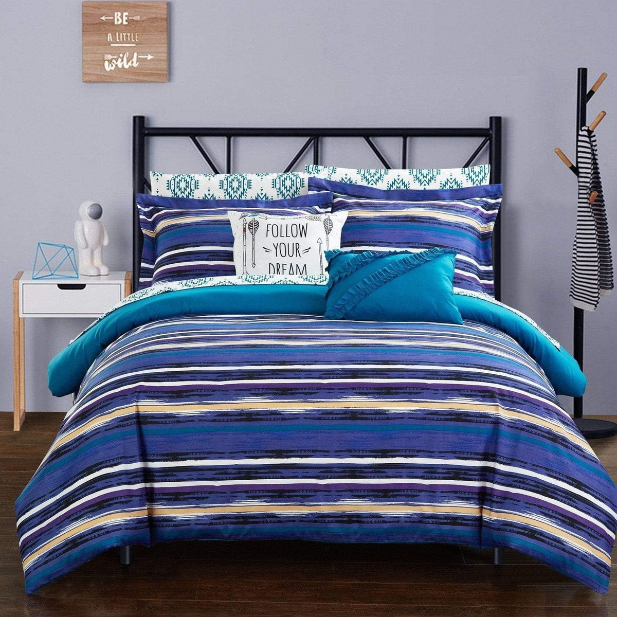Chic Home Chandler 9 Piece Ikat Comforter Set Blue