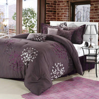 Chic Home Cheila 12 Piece Floral Comforter Set Purple