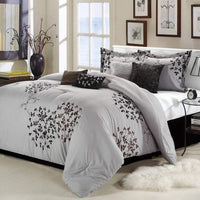 Chic Home Cheila 8 Piece Floral Comforter Set Silver