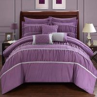Chic Home Cheryl 10 Piece Pleated Comforter Set Plum