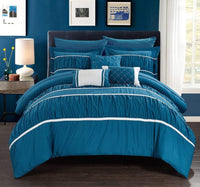 Chic Home Cheryl 10 Piece Pleated Comforter Set Teal