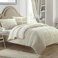 Chic Home Chloe 7 Piece Sherpa Comforter Set Beige