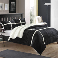 Chic Home Chloe 7 Piece Sherpa Comforter Set Black