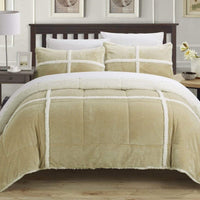 Chic Home Chloe 7 Piece Sherpa Comforter Set Camel