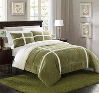 Chic Home Chloe 7 Piece Sherpa Comforter Set Green