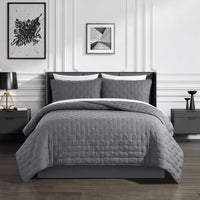 Chic Home Chyle 3 Piece Tufted Quilt Set Grey