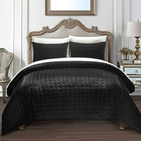 Chic Home Chyna 3 Piece Velvet Comforter Set Black