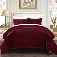 Chic Home Chyna 7 Piece Velvet Comforter Set Burgundy