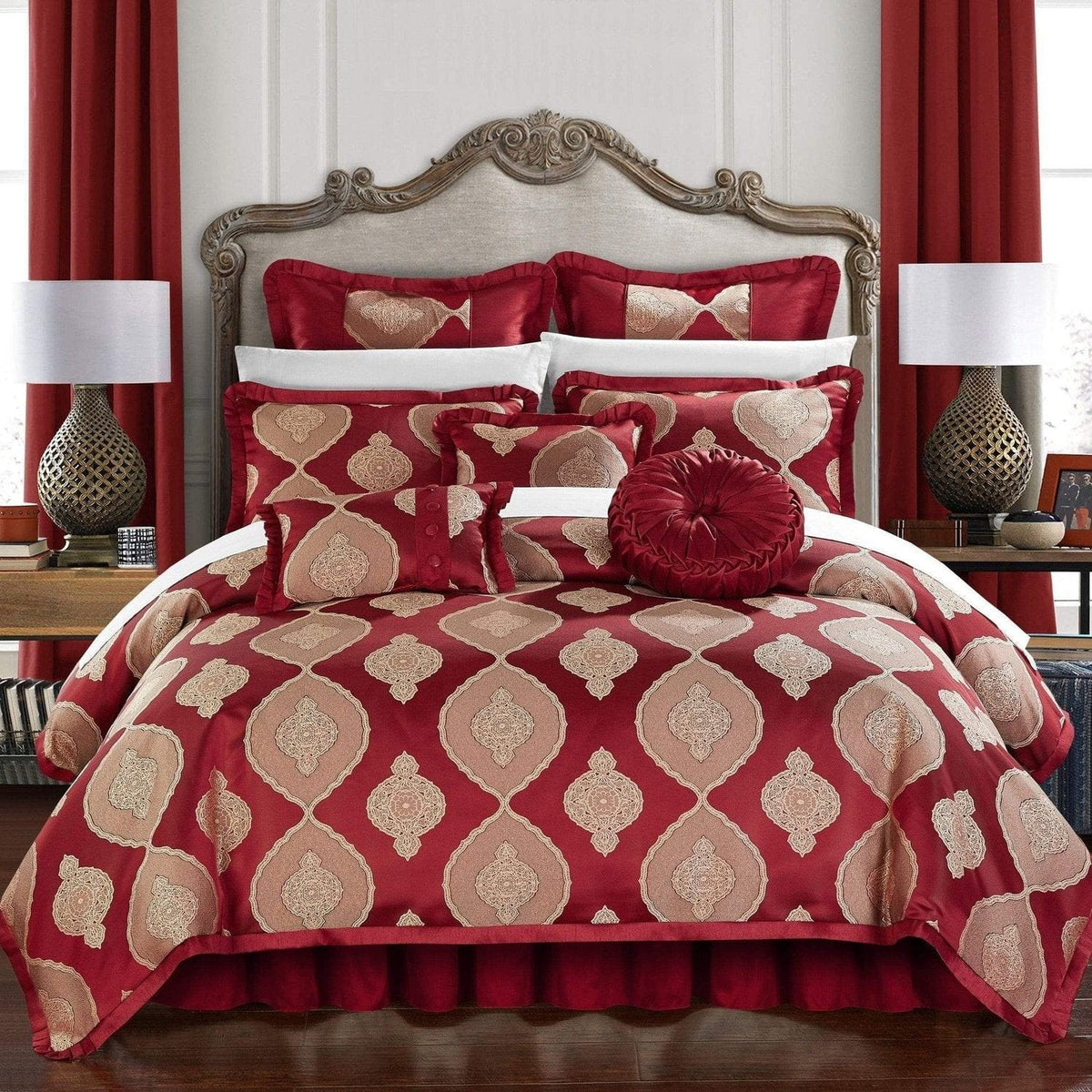 Chic Home Cipriana 13 Piece Jacquard Comforter Set Red