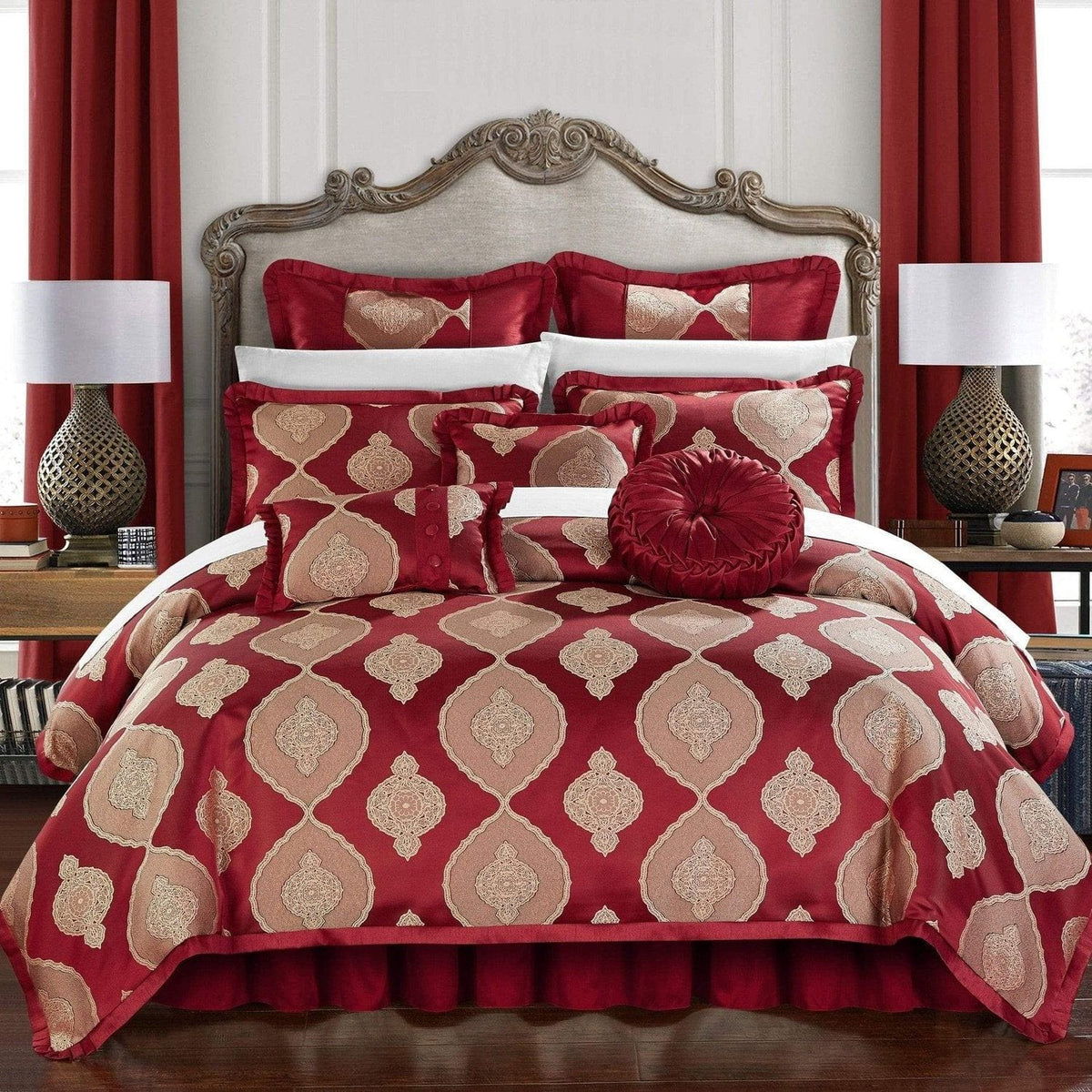 Chic Home Cipriana 13 Piece Jacquard Comforter Set Red