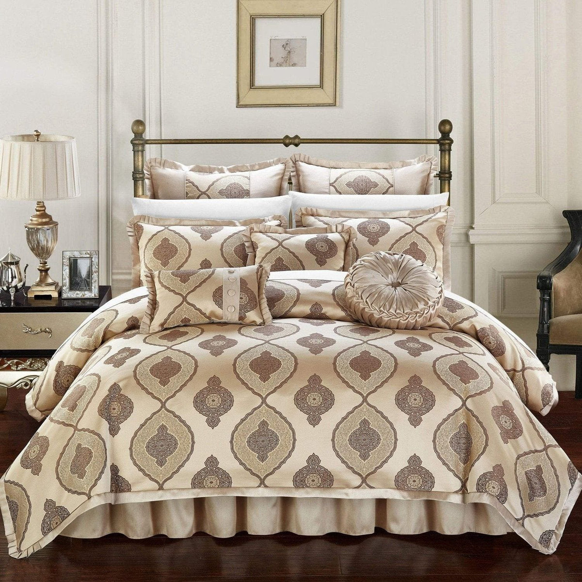 Chic Home Cipriana 9 Piece Jacquard Comforter Set Gold