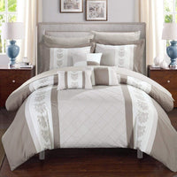 Chic Home Clayton 10 Piece Pintuck Comforter Set Beige