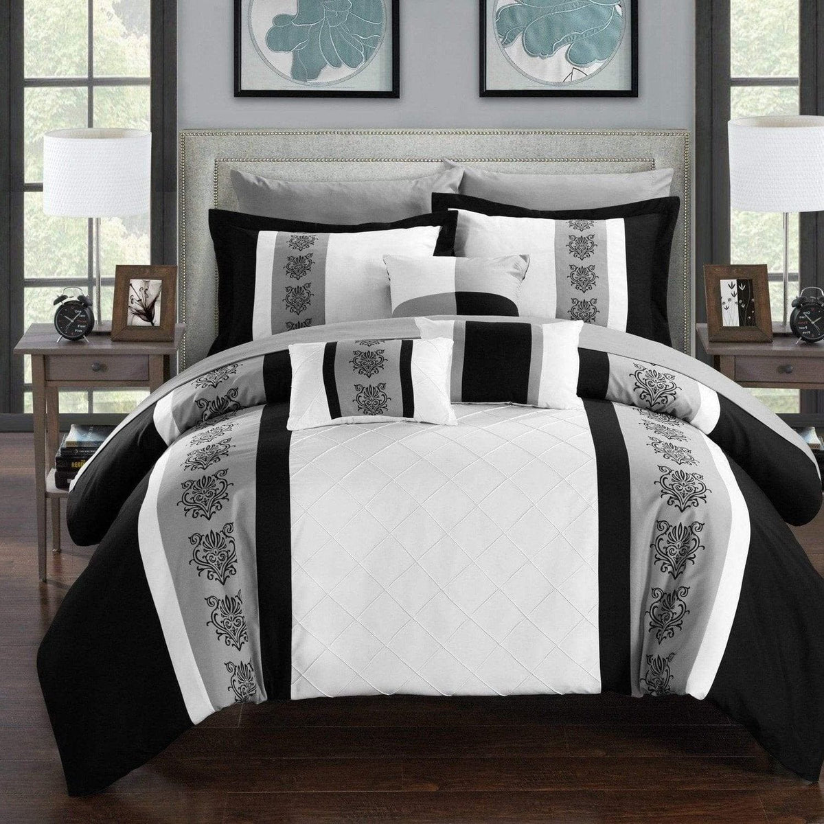 Chic Home Clayton 10 Piece Pintuck Comforter Set White