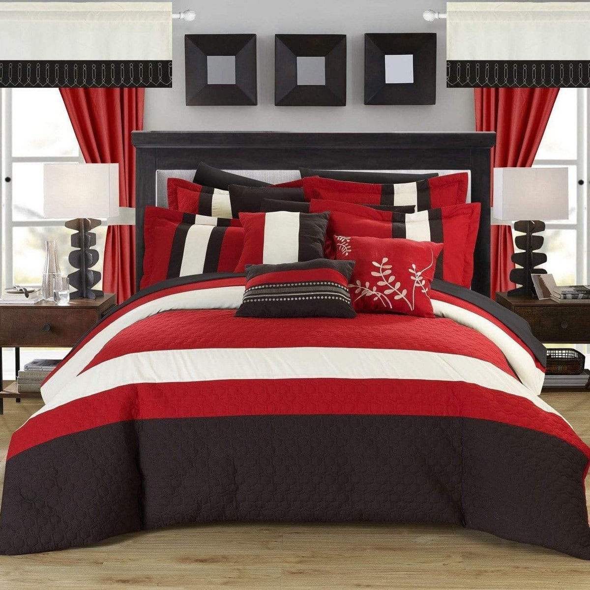 Chic Home Covington 24 Piece Color Block Comforter Set 