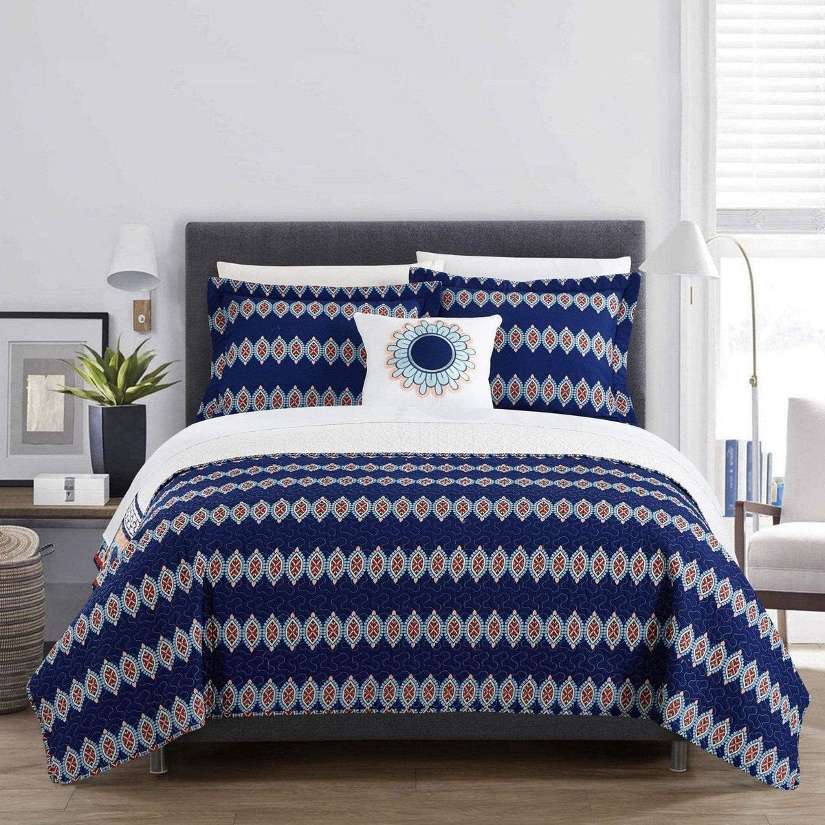 Chic Home Cypress 4 Piece Cotton Quilt Set 