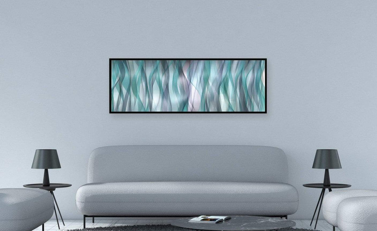 Chic Home Blue Flames 1 Piece Framed Wrapped Canvas Wall Art Giclee Print Abstract Design 8" x 23"