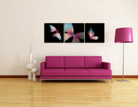 Chic Home Butterfly 3 Piece Set Wrapped Canvas Wall Art Giclee Print Painting 16" x 48"