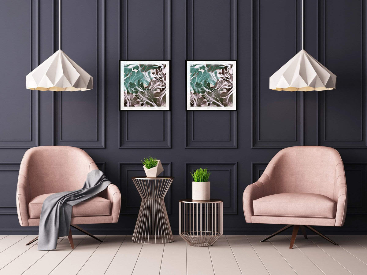 Chic Home Cavali 2 Piece Set Framed Wrapped Canvas Wall Art Giclee Print Abstract Design 