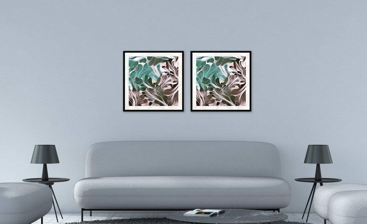 Chic Home Cavali 2 Piece Set Framed Wrapped Canvas Wall Art Giclee Print Abstract Design 15" x 31"